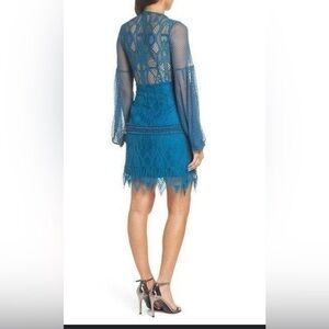 Anthropologie Foxiedox Gloria Lace detailed Sheer mesh teal blue 4